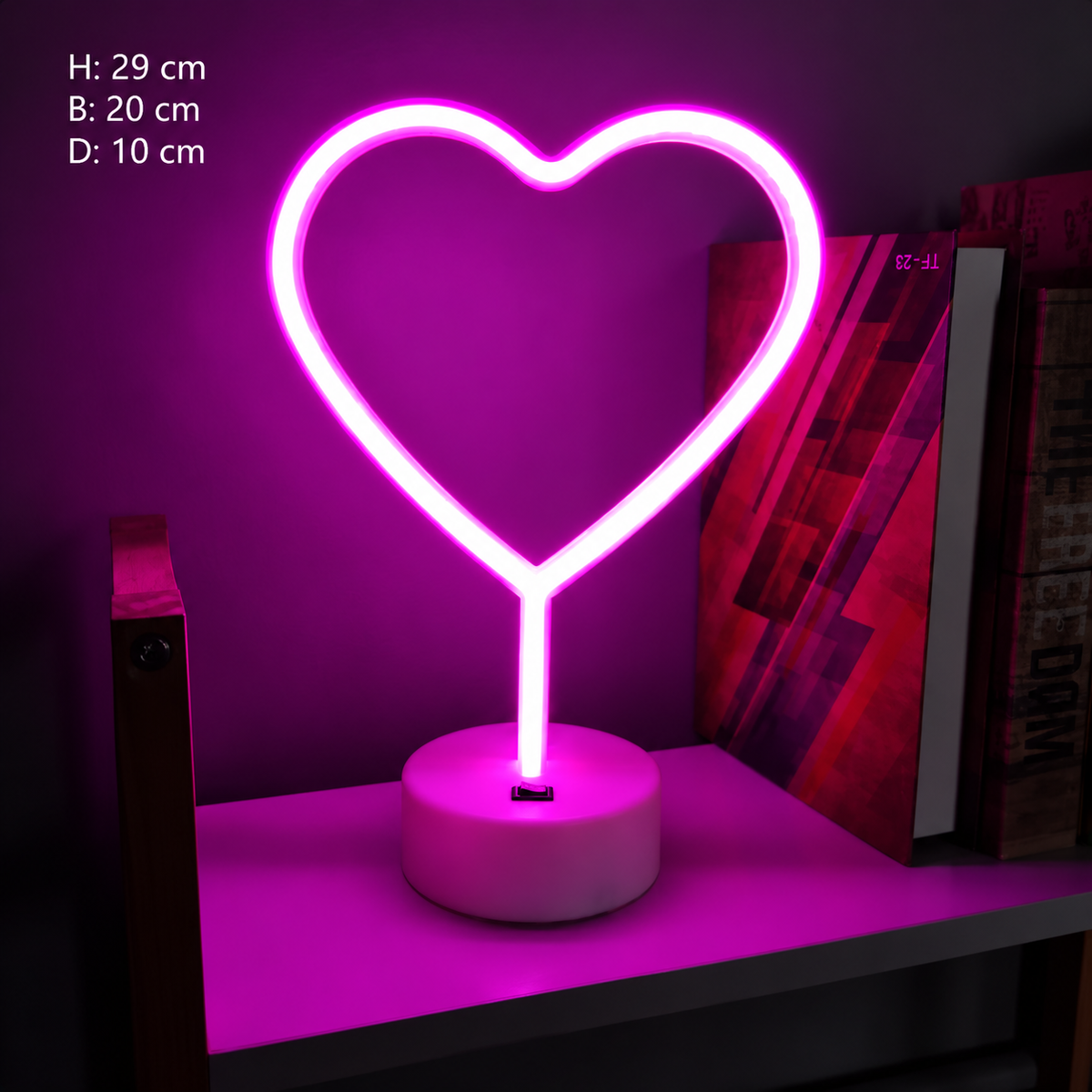 Neonlampa hjärta, rosa ljus
