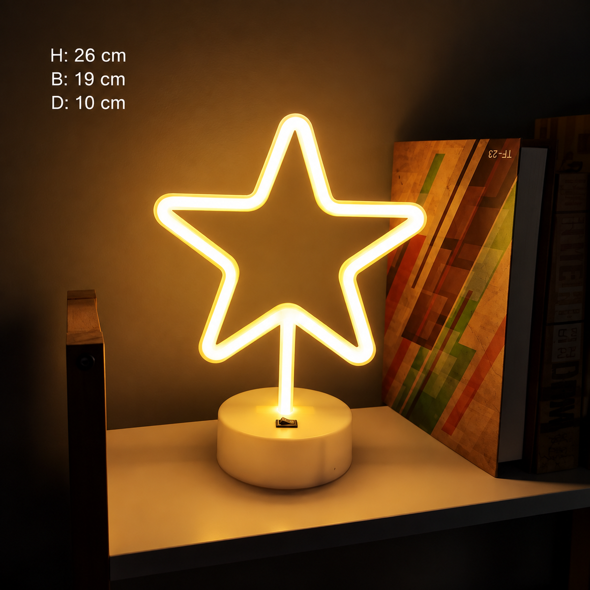 Neonlampa stjärna, varmt ljus