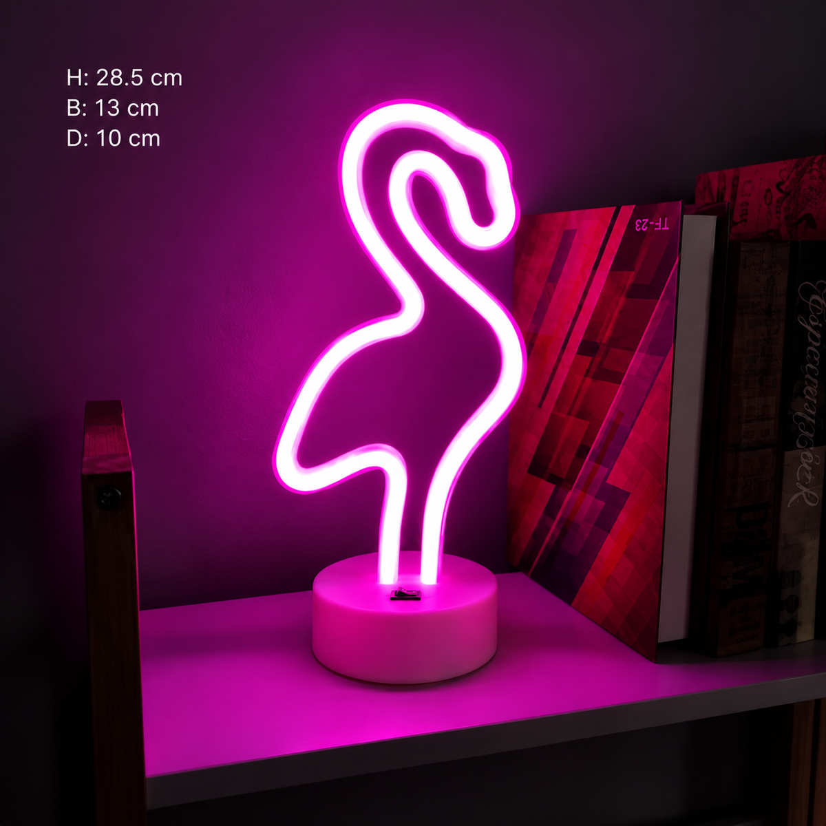 Neonlampa flamingo, rosa ljus