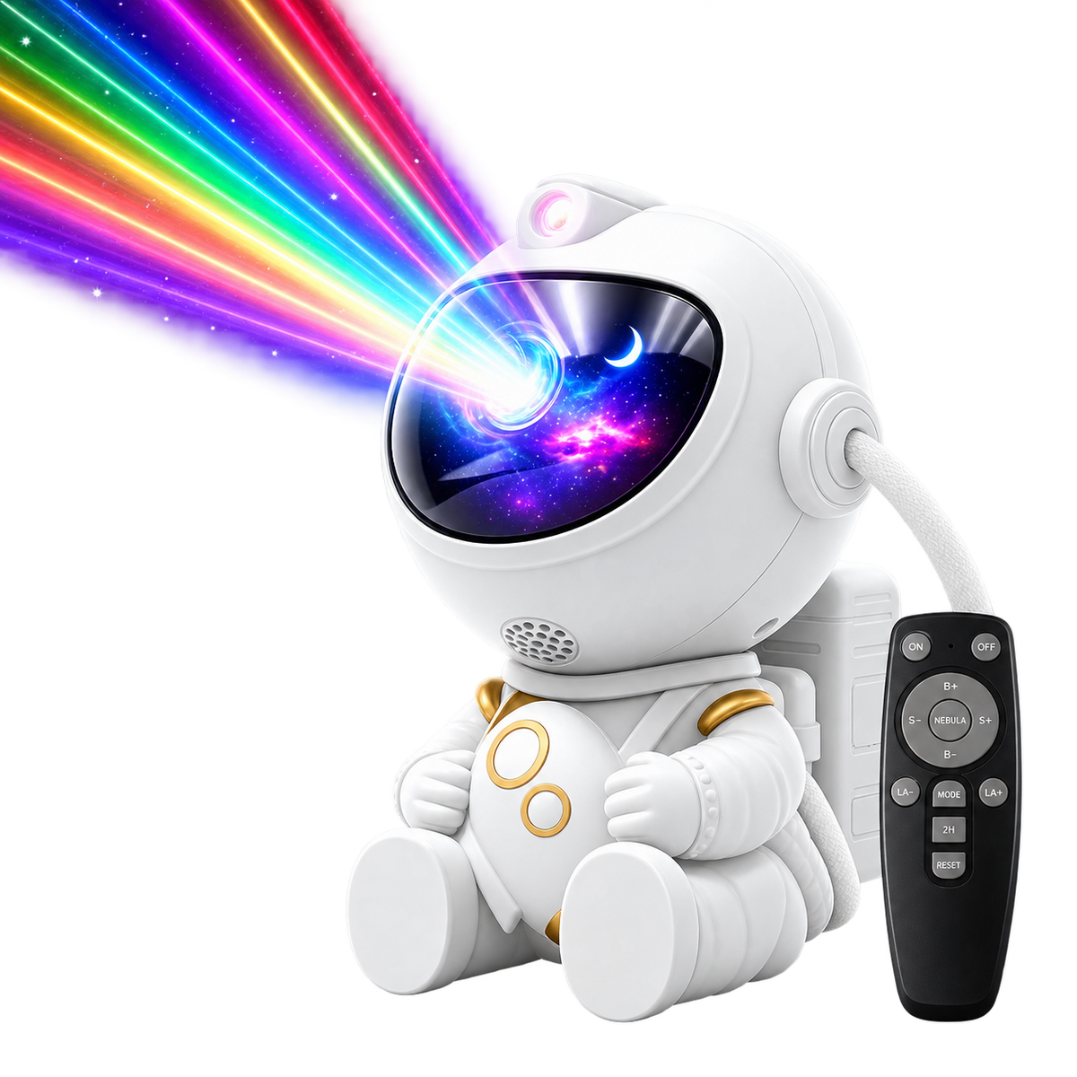 Astronaut stjärnprojektor med regnbågsfärgad laserstråle