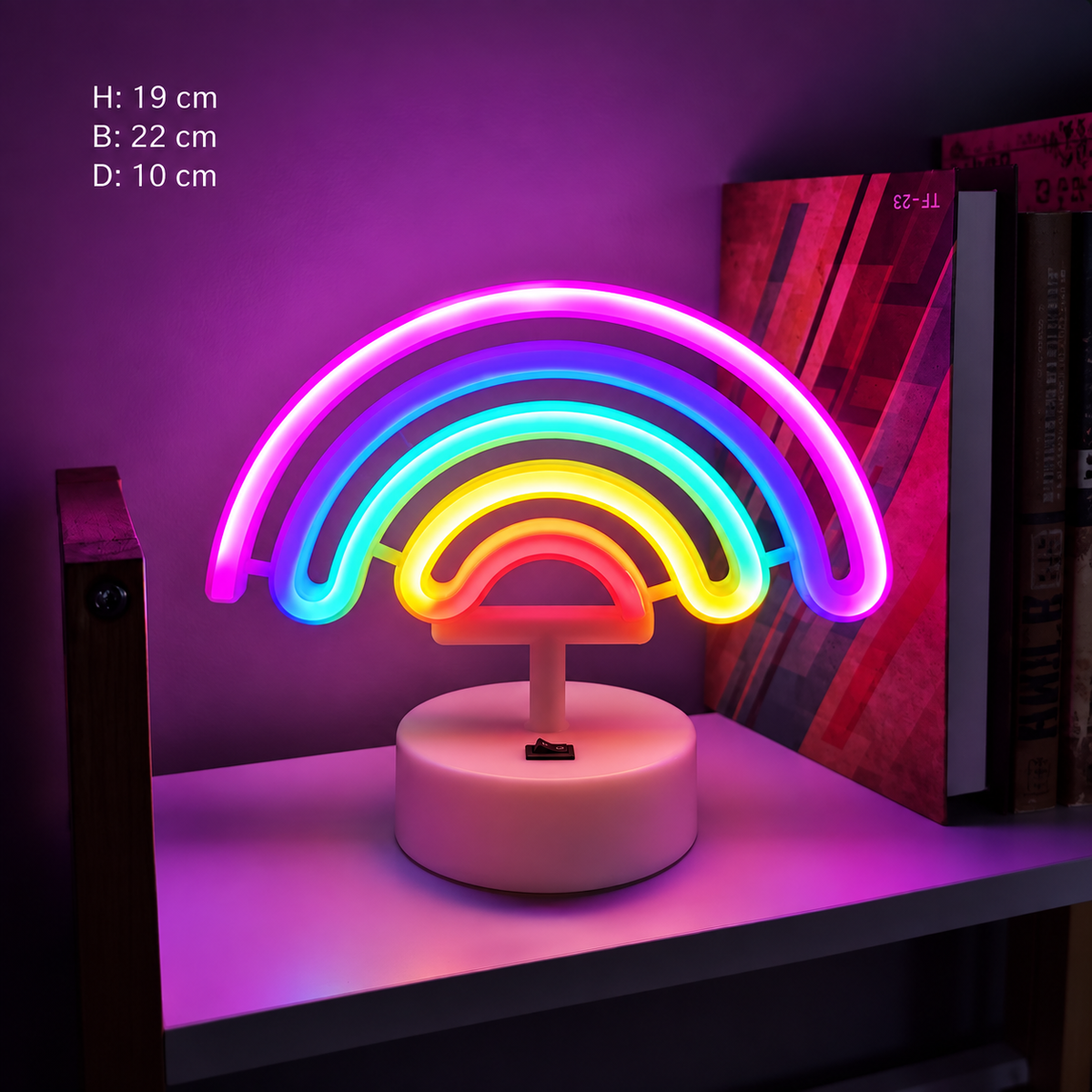 Neonlampa regnbåge, flerfärgat ljus