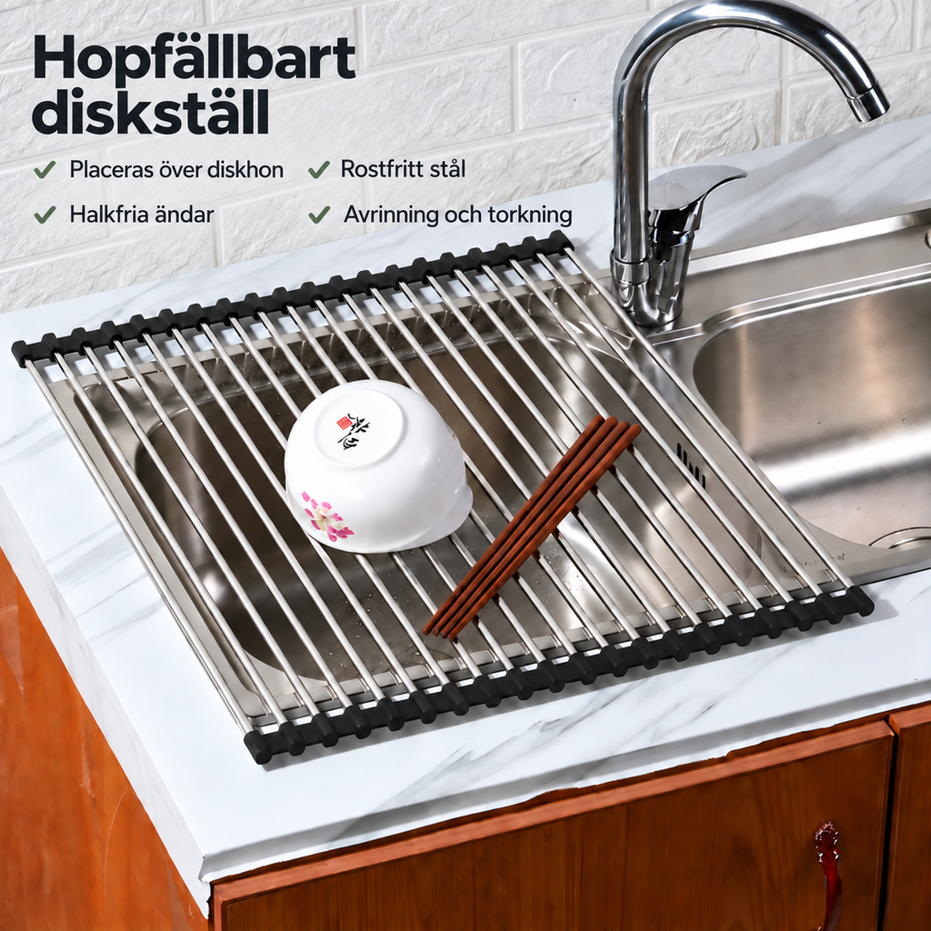 Hopfällbart Diskställ i Rostfritt Stål