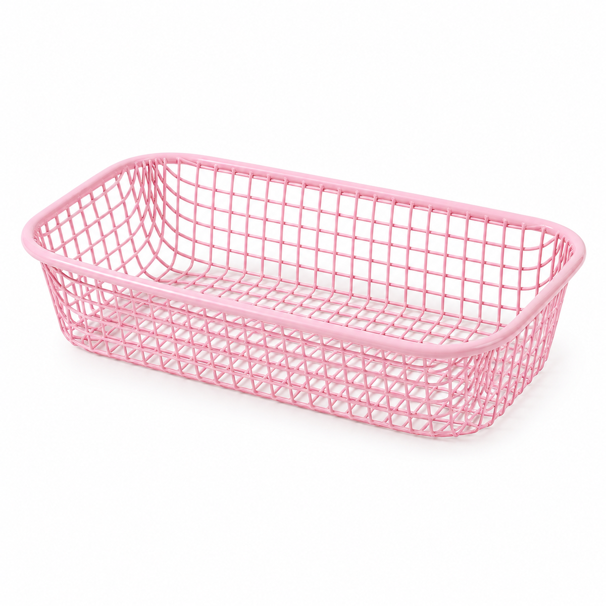 Hopfällbar förvaringskorg i rosa metalltråd – vintage-stil