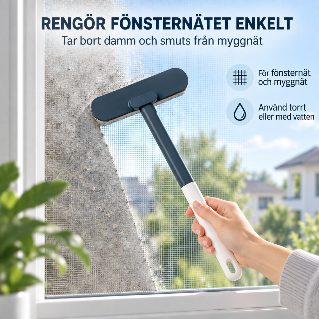Användning av fönsternätsborste på myggnät