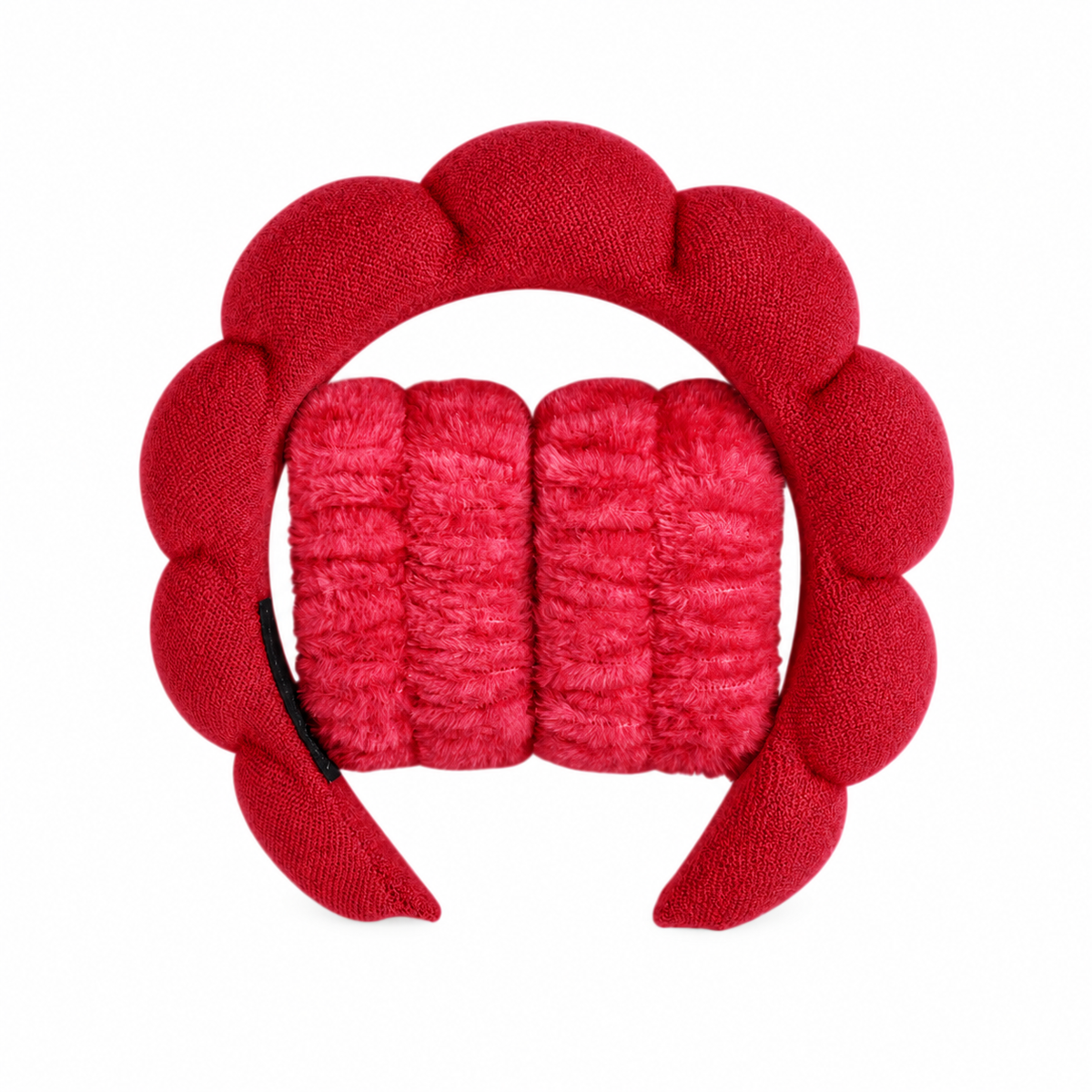 Rött spa-pannband i molnform tillsammans med två armband