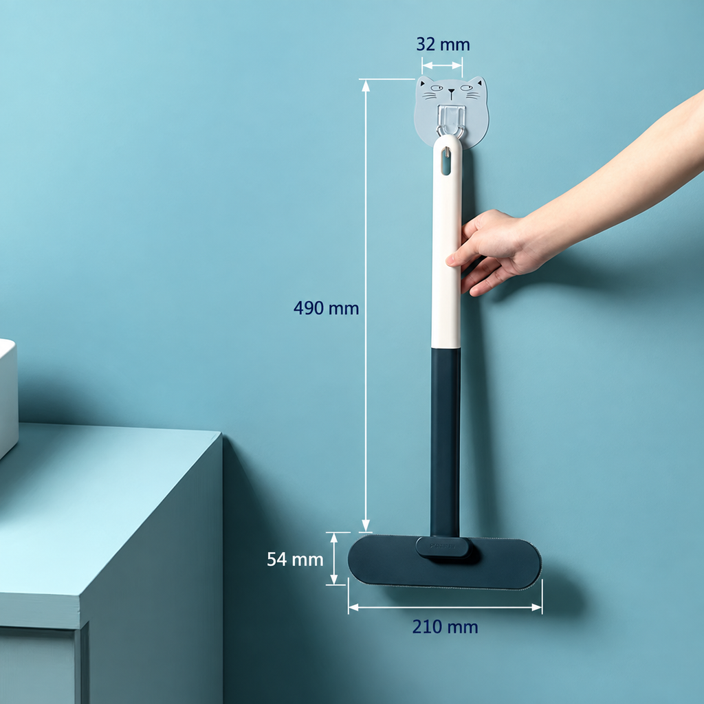 Måttskiss för fönsternätsborste från Hemval, 490 mm lång