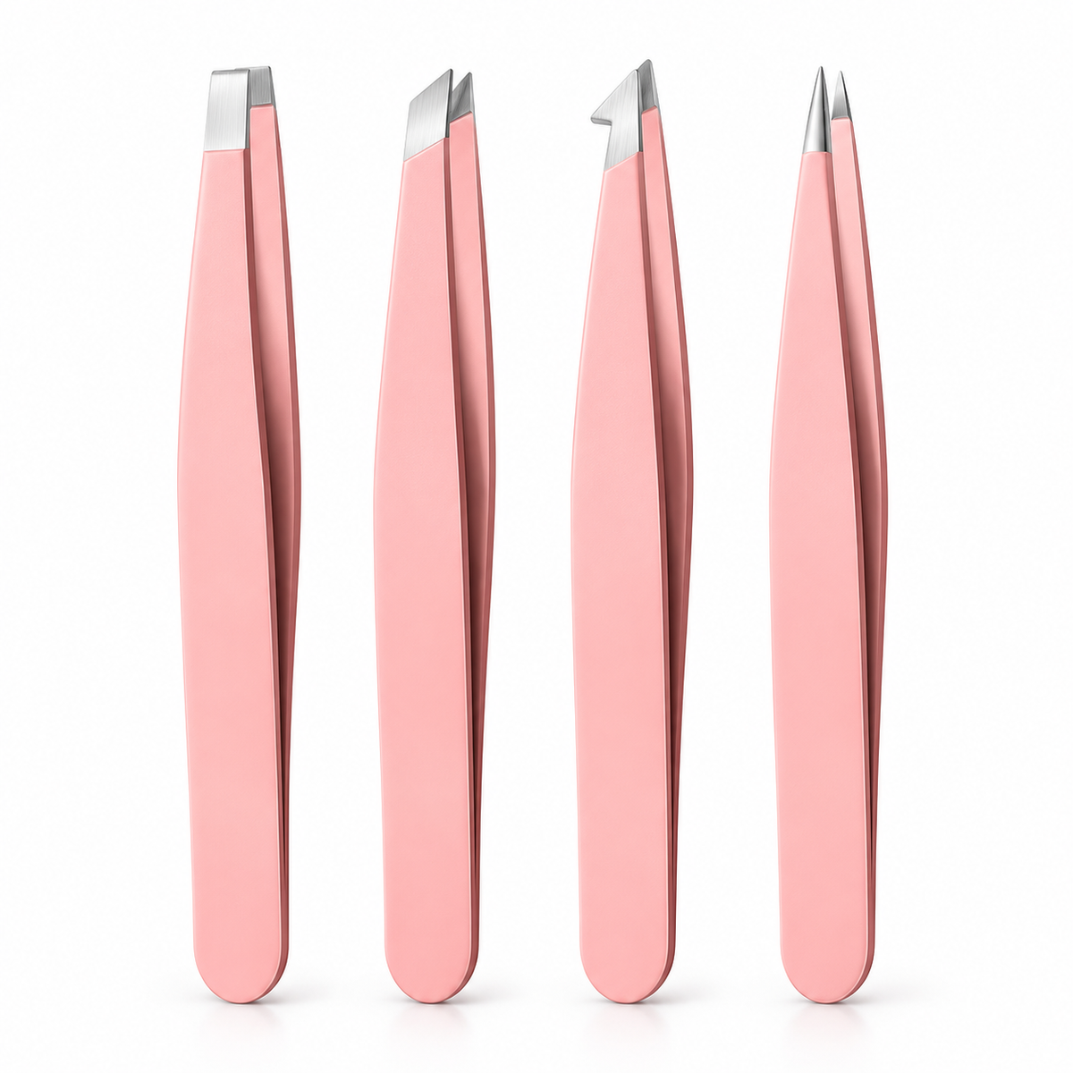 Pincettset i rosegold med platt, snedskuren, spetsig och hakformad spets