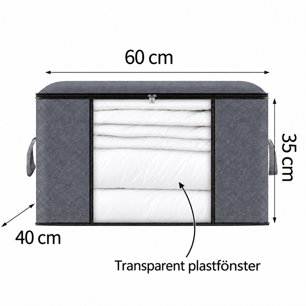 Måttbild på förvaringsväskan - 60x40x35 cm