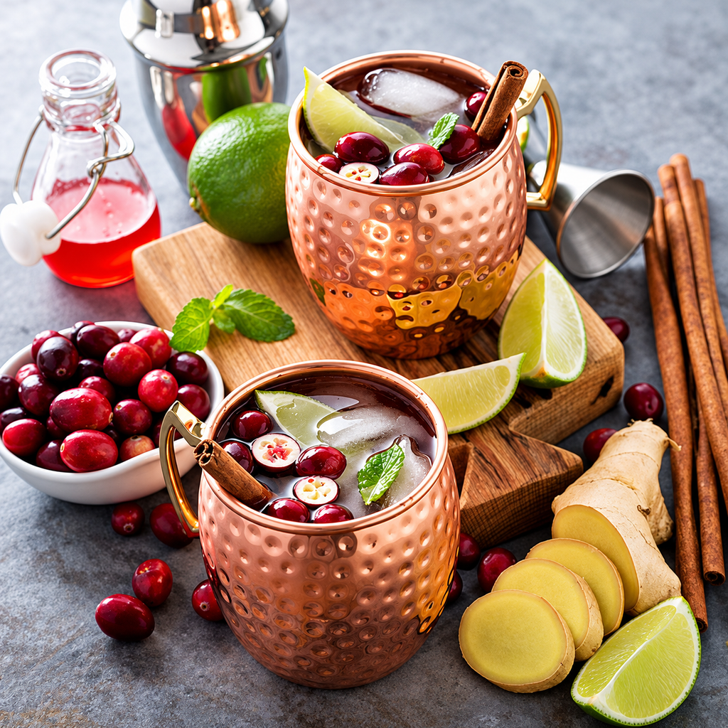 Moscow Mule-muggar i kopparfinish – 2-pack på bord