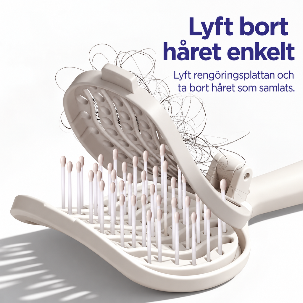 Närbild på rengöringsplatta som lyfts upp för att ta bort uppsamlat hår