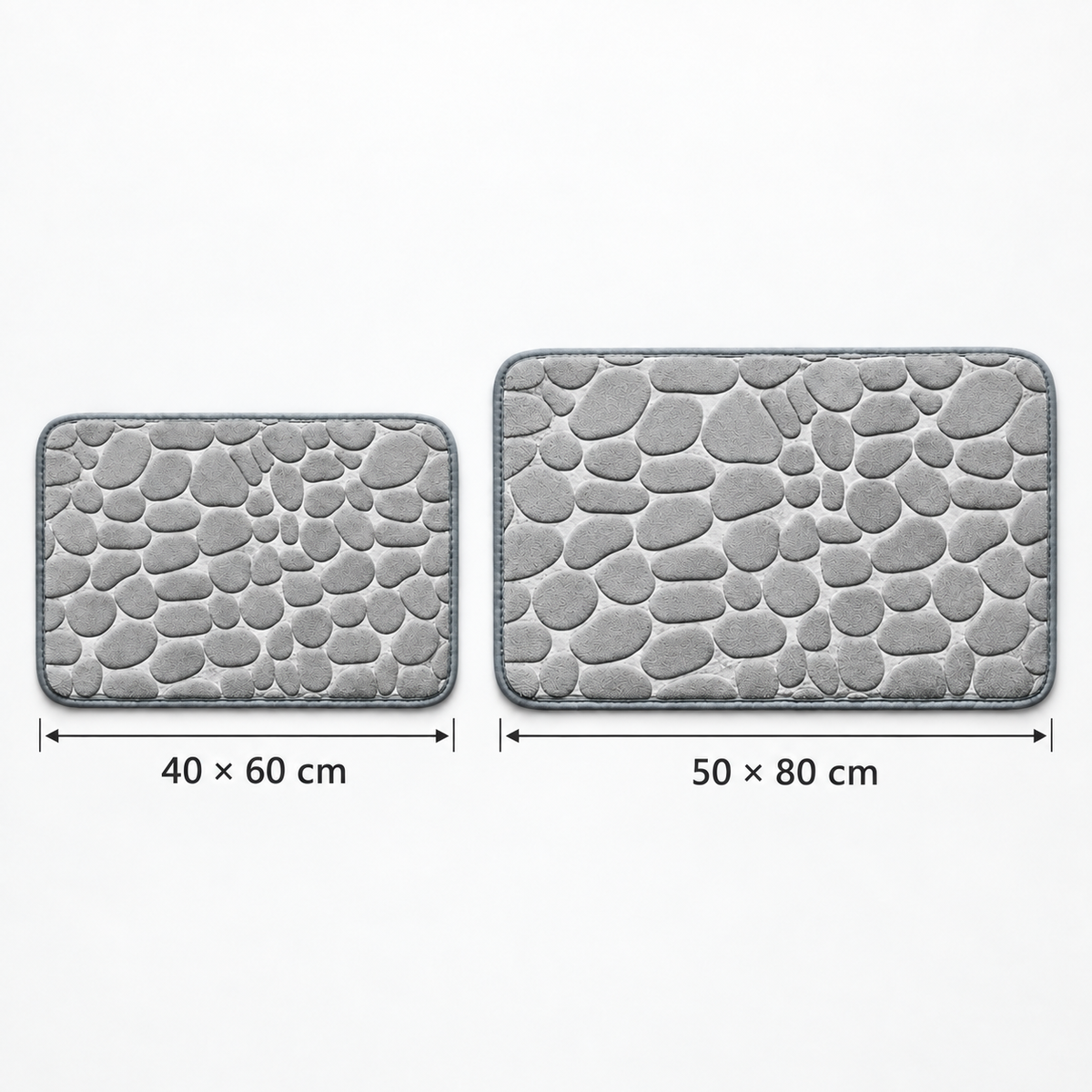 Badrumsmatta i storlekarna 40x60 cm och 50x80 cm jämförelse