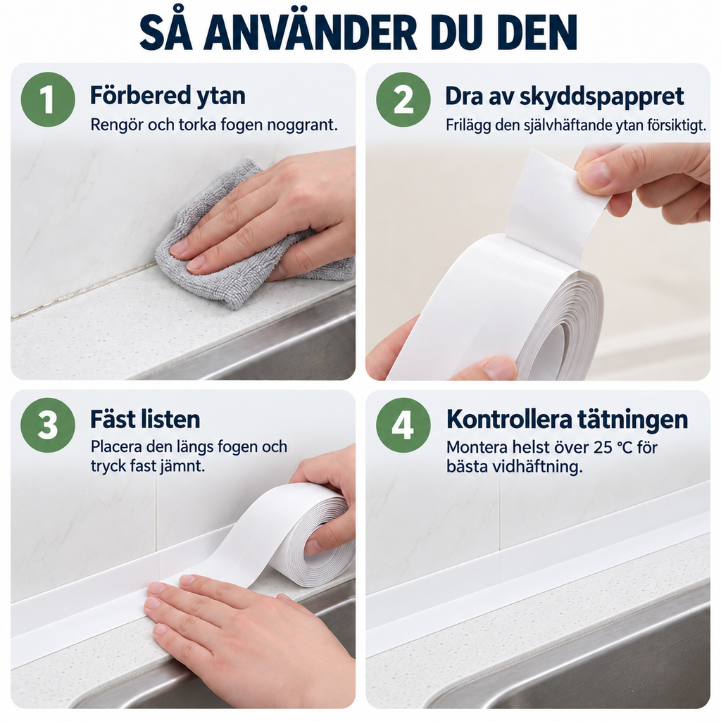 Rosa foglist med instruktioner – 4 steg för montering