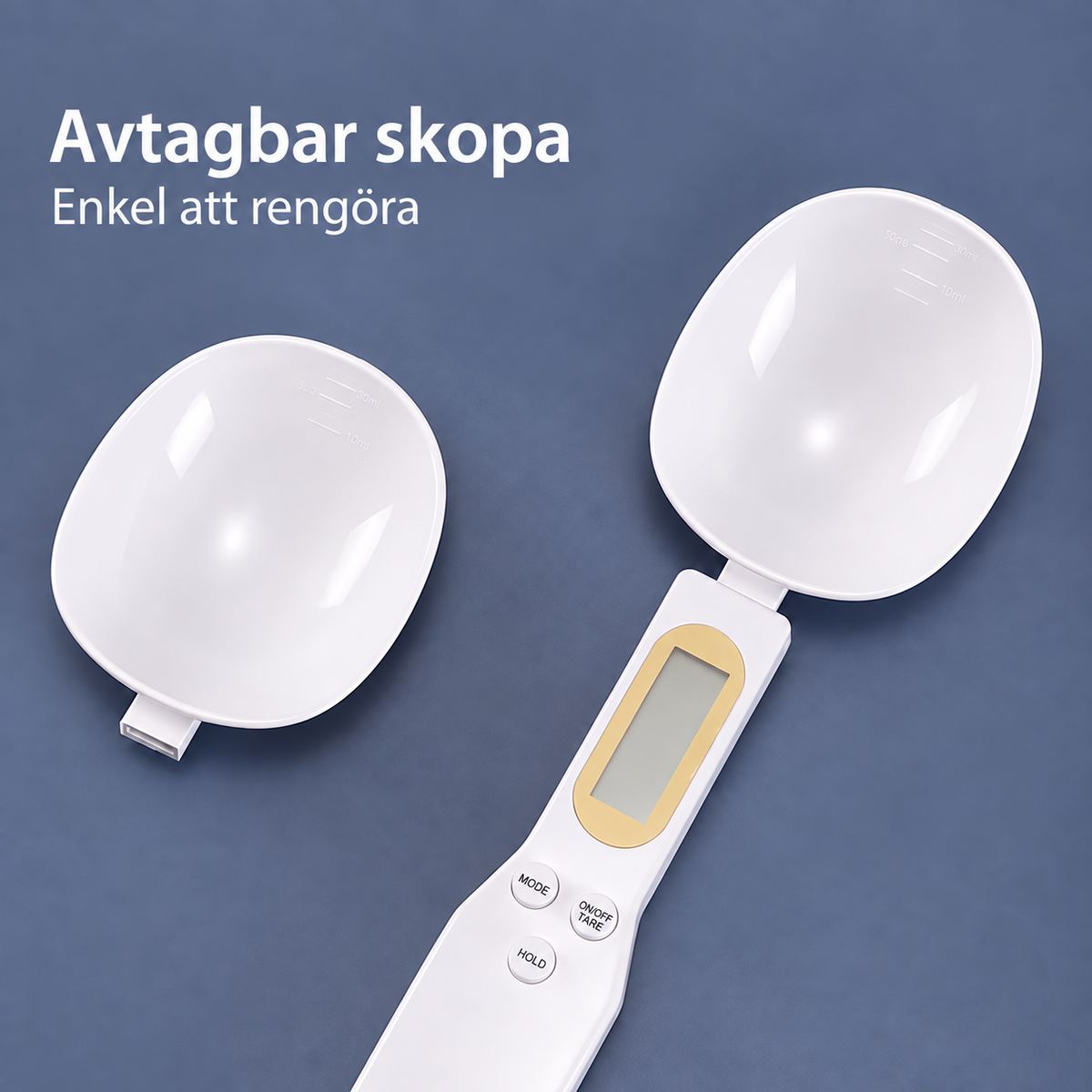 Skedvågens avtagbara skopa för enkel rengöring
