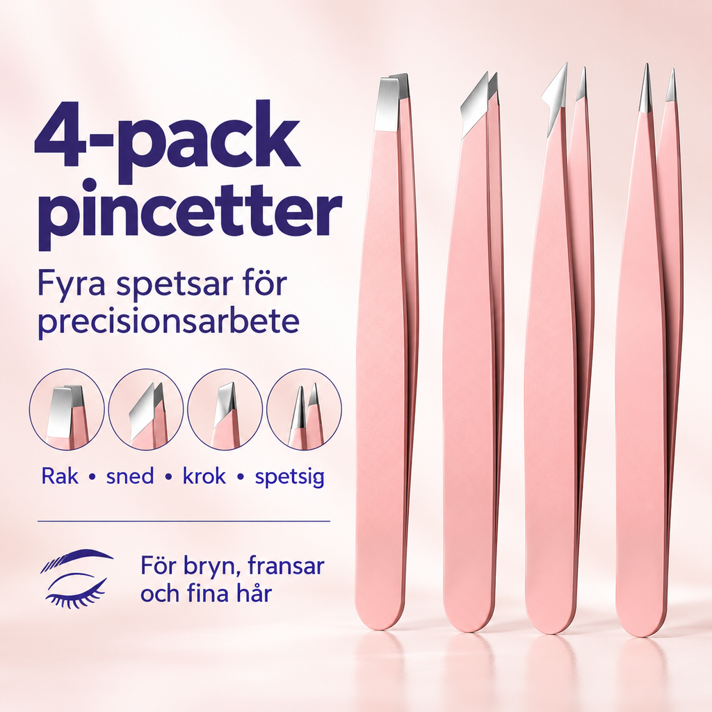 4-pack pincetter i rosegold för precisionsarbete