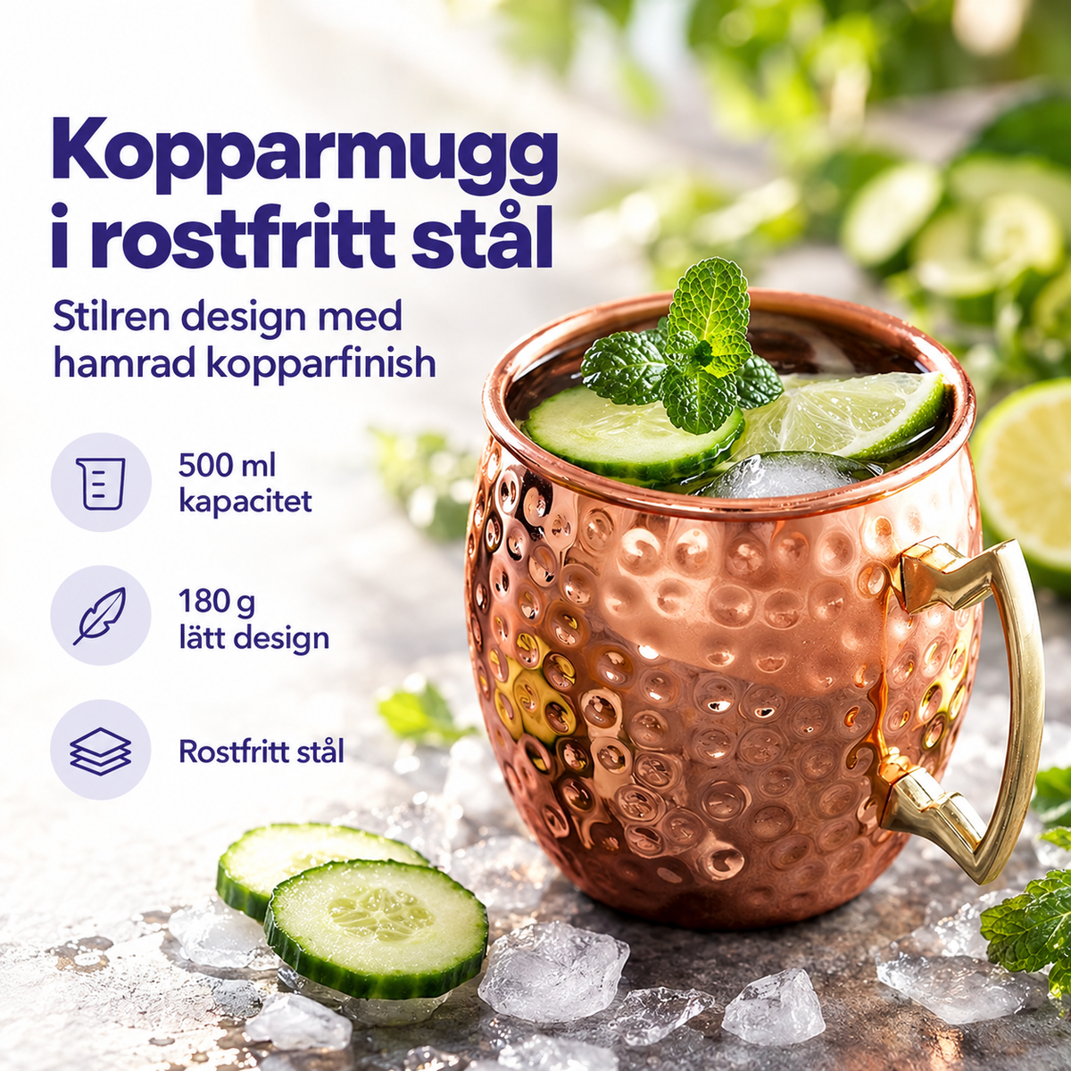 Moscow Mule-muggar i kopparfinish – 6-pack på festdukat bord