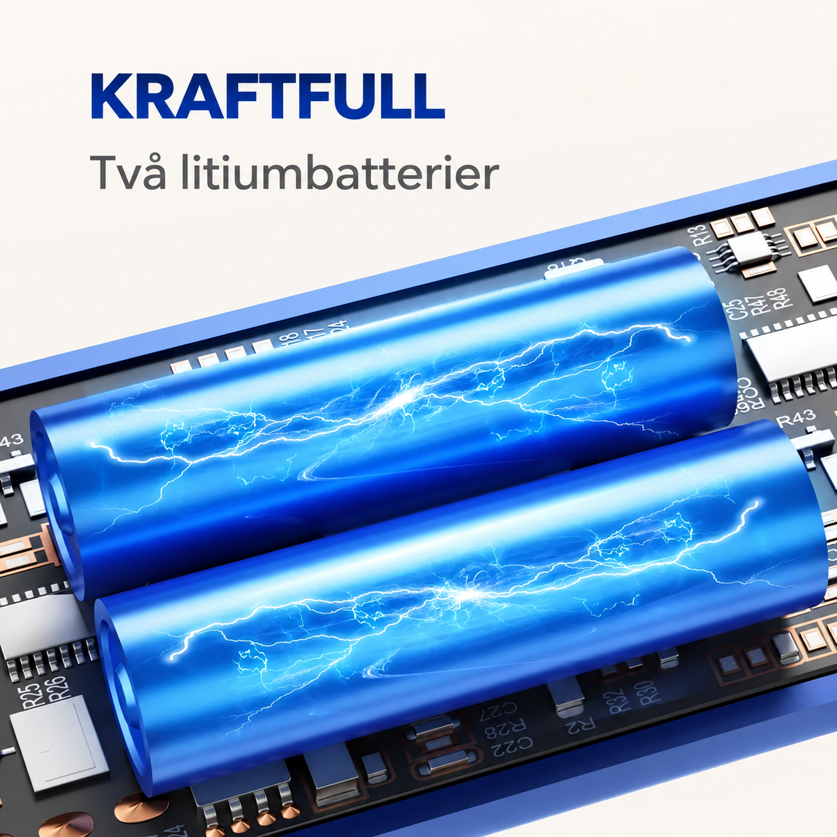 Illustration av de två litiumbatterierna i den trådlösa handdammsugaren