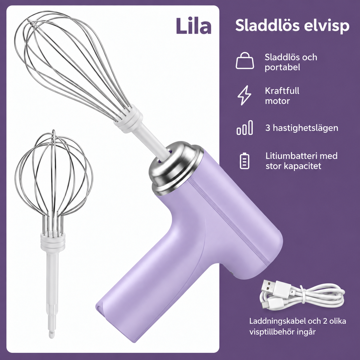 Sladdlös Elvisp i Flera Färger